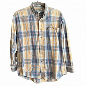 WindRiver Women’s Orange Blue Pink Cotton Plaid Button-up Shirt XL